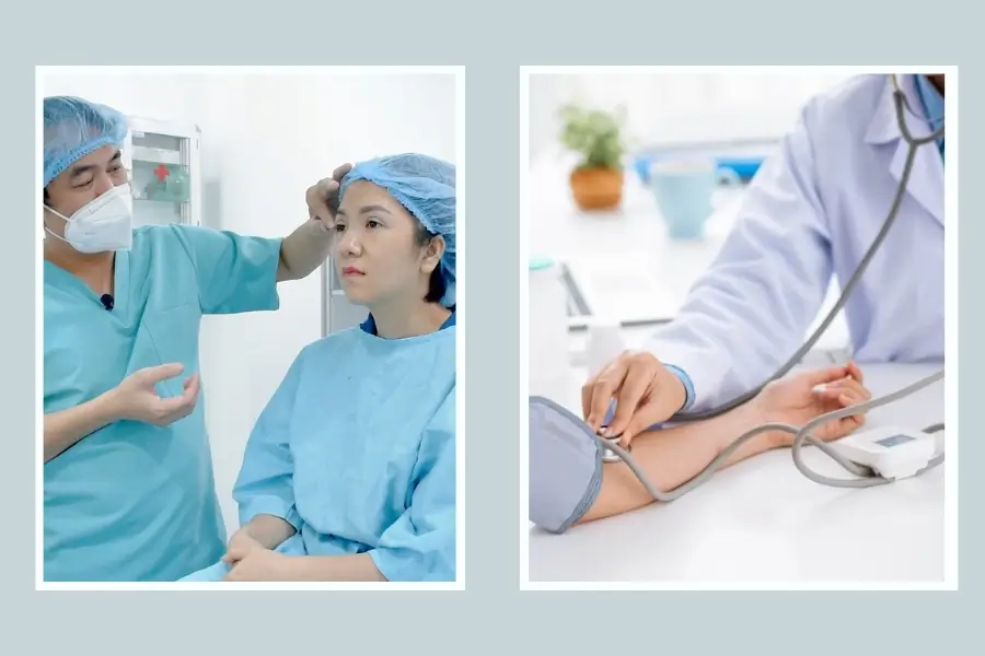 Thăm khám và kiểm tra sức khoẻ trong quá trình cắt mí mắt