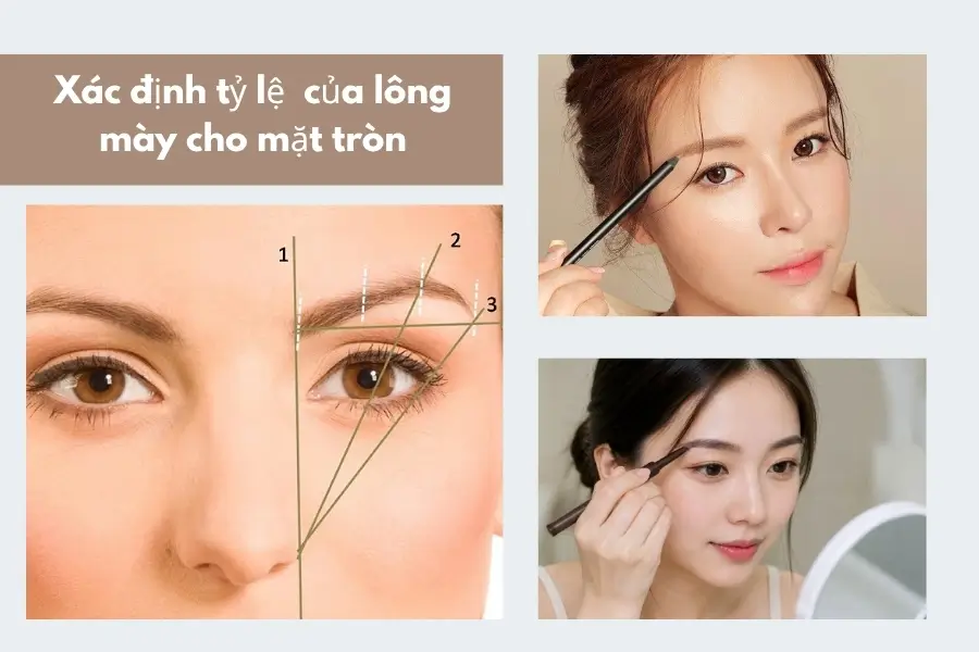 Cách xác định tỷ lệ của lông mày cho mặt tròn