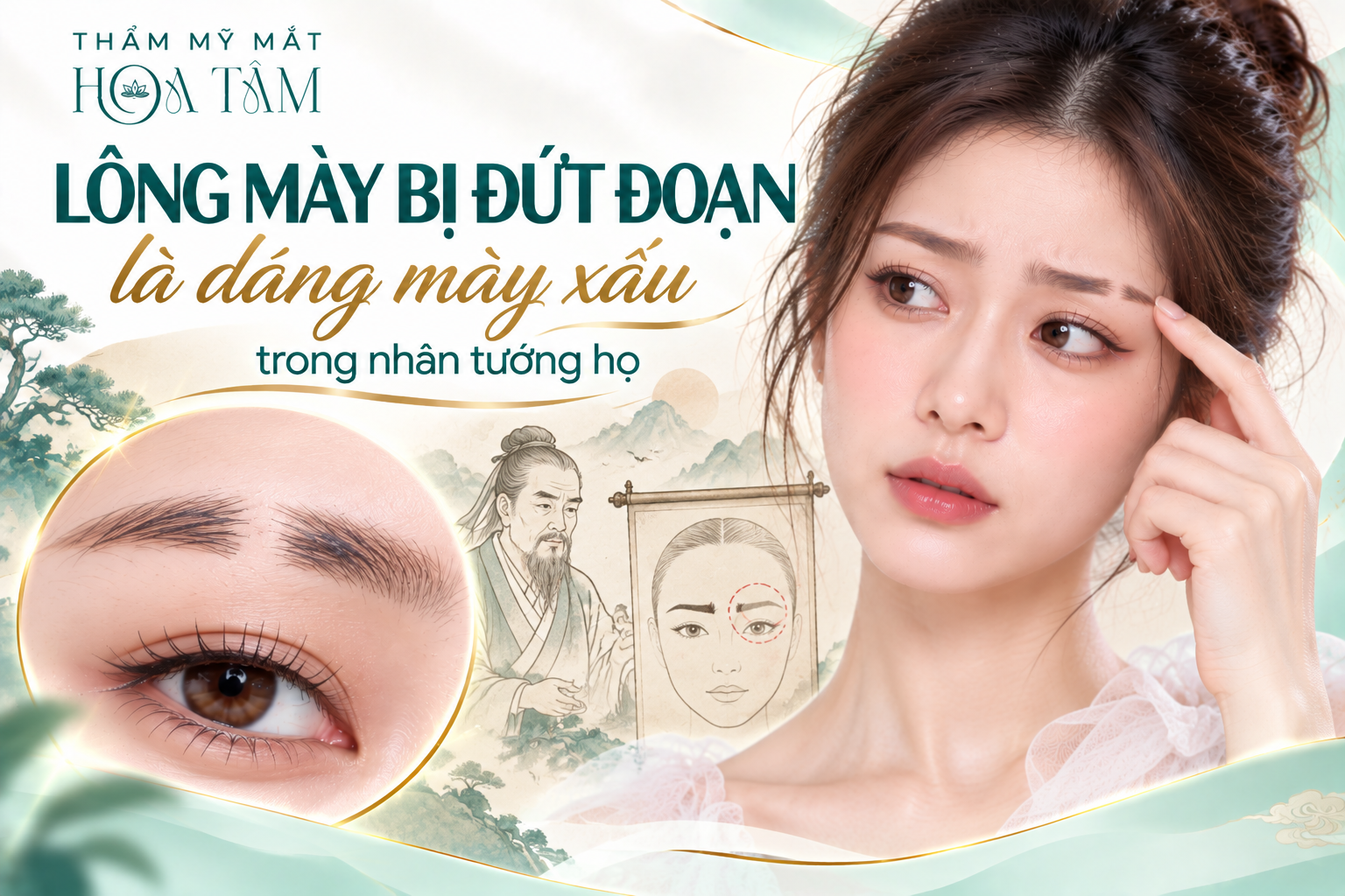 Lông mày bị đứt đoạn là dáng mày xấu trong nhân tướng học