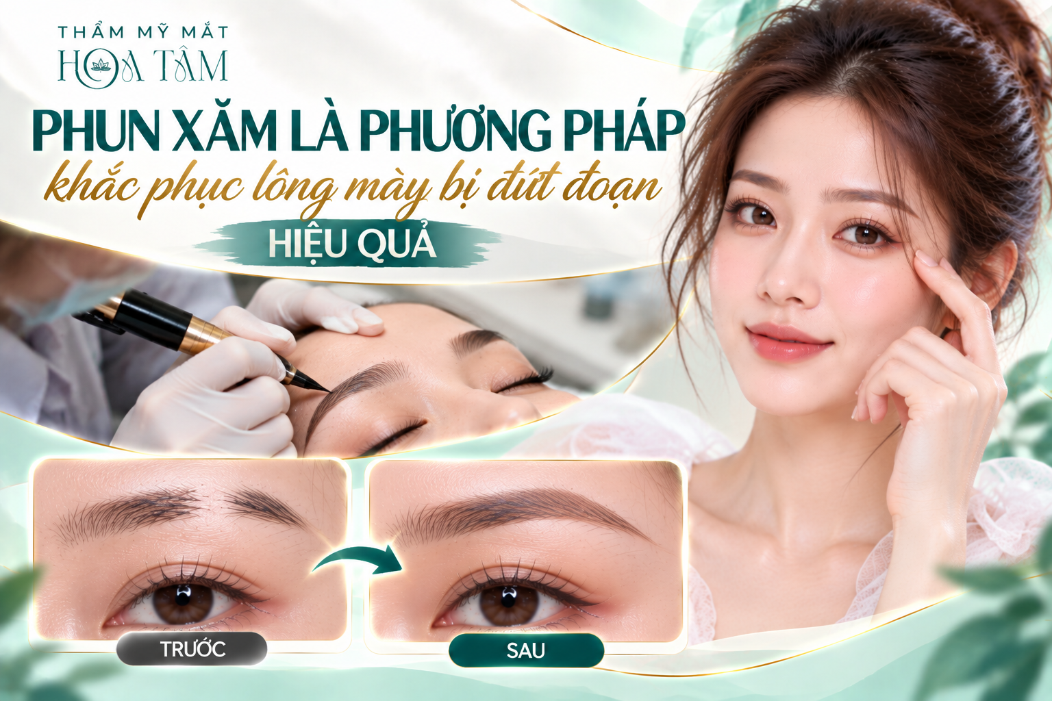  Phun xăm là phương pháp khắc phục lông mày bị đứt đoạn hiệu quả