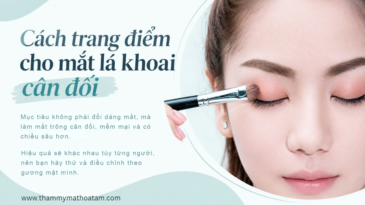 Cách trang điểm cho mắt lá khoai cân đối Cách trang điểm cho mắt lá khoai cân đối